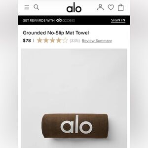 New Alo Yoga Grounded No-Slip Towel in Espresso